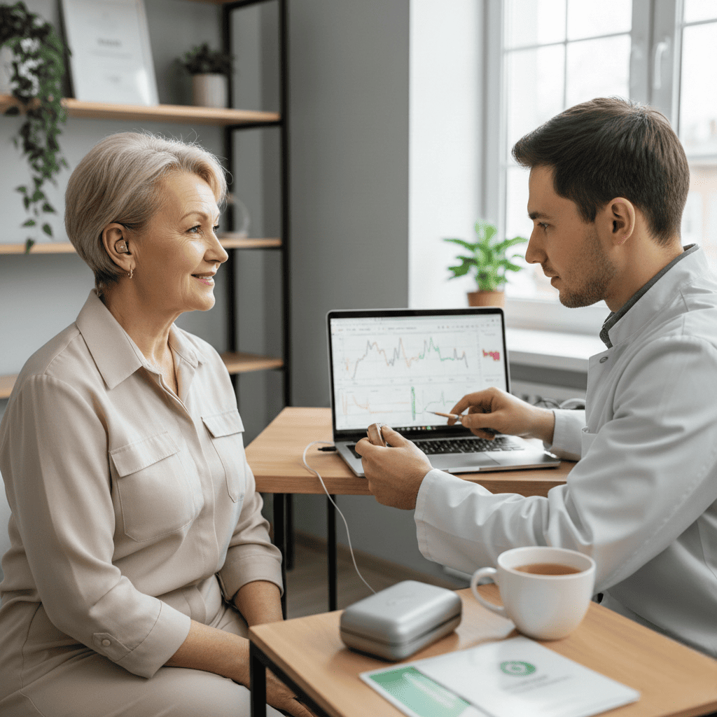 Настройка цифрового программируемого слухового аппарата, купленного в Центре слуха «Звуки жизни» - начиная с 3 настройки или любой по очередности настройки, спустя год с момента покупки
