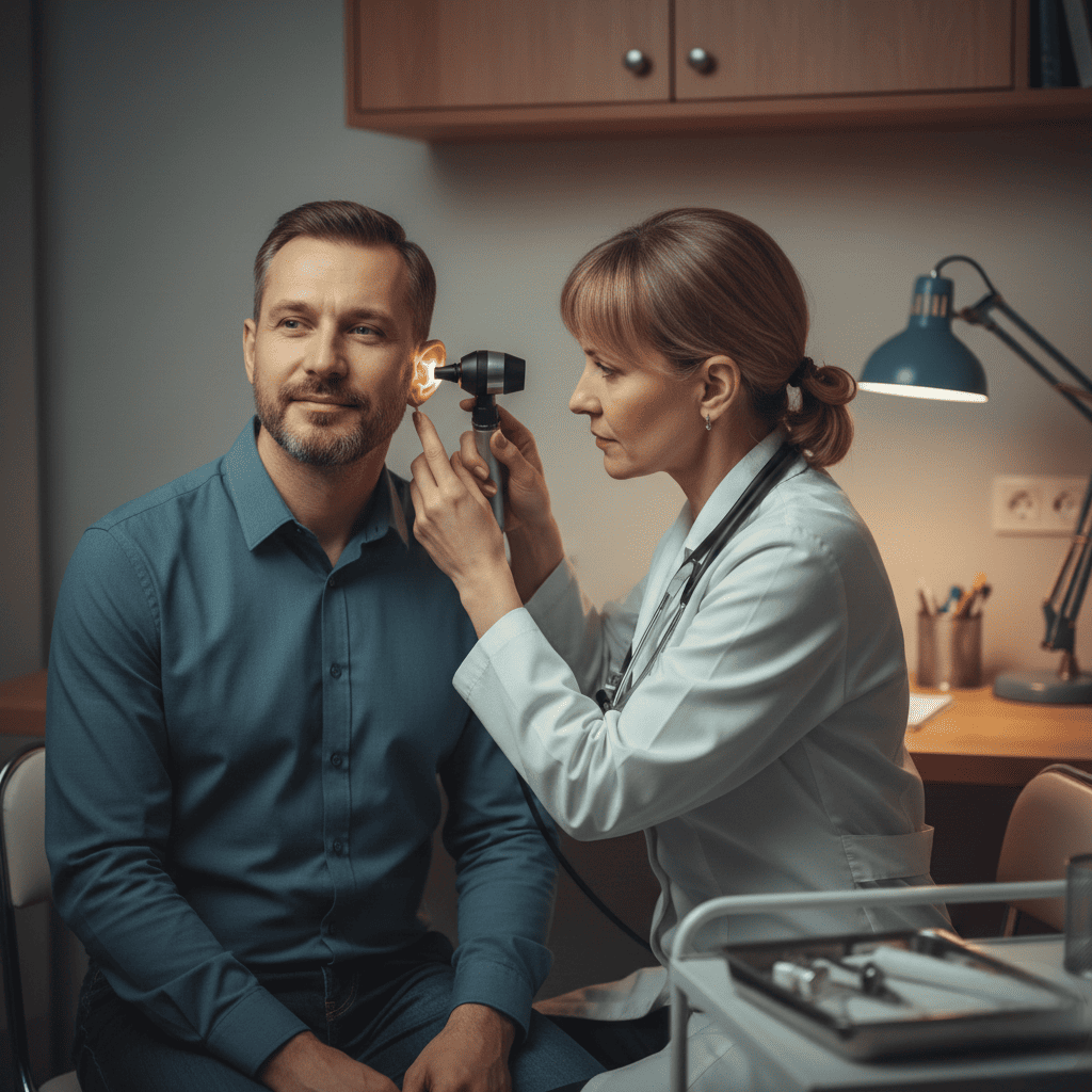 Консультация врача сурдолога-оториноларинголога, осмотр пациента (без аудиометрии, заключения, подбора или настройки слухового аппарата), первичный